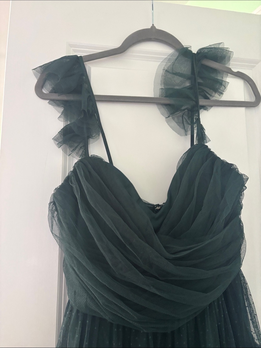 Lulu's Forest Green Tiered Tulle Maxi Dress